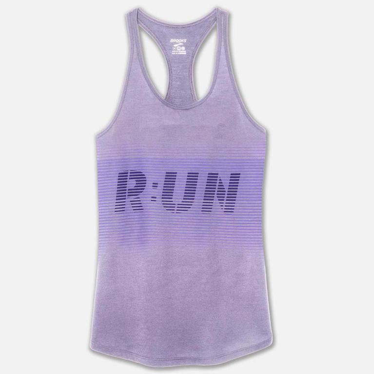 Brooks Distance Graphic Running Tank Top - Women's - Purple (91583-DIEC)